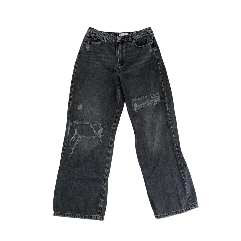 Garage distressed wide leg jeans black washed lose fit high waisted Size 29 Y2K